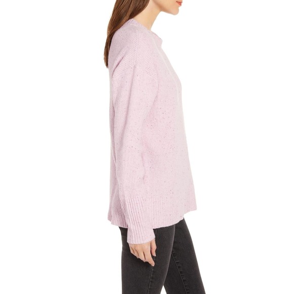 Something Navy Flecked Crewneck Sweater Pink Large - Picture 3 of 10